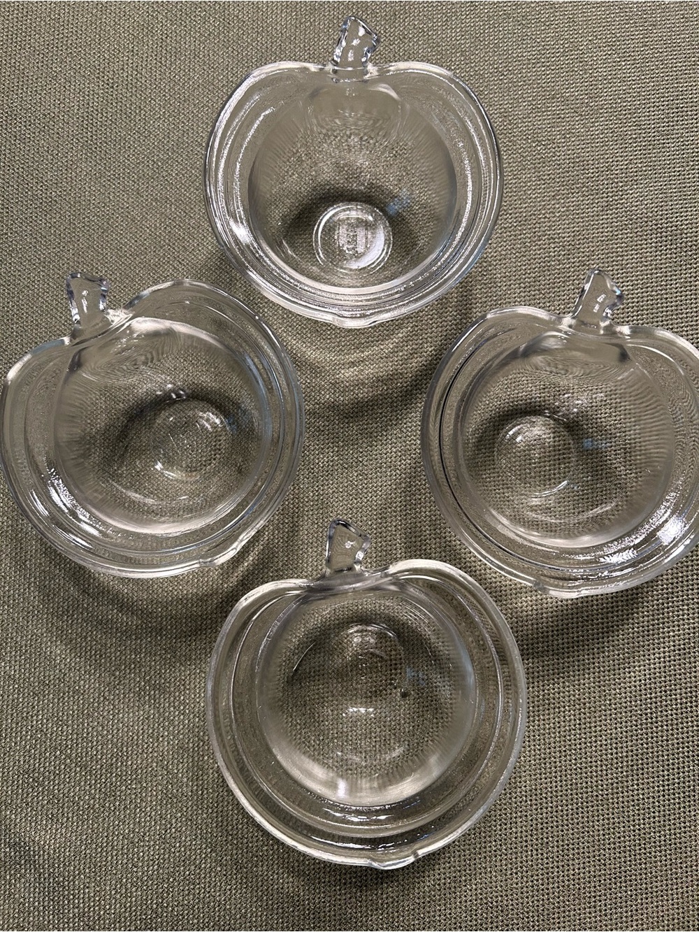 Vintage Glasbake Apple-Shaped Clear Glass 6 oz. Serving Bowls Fall
